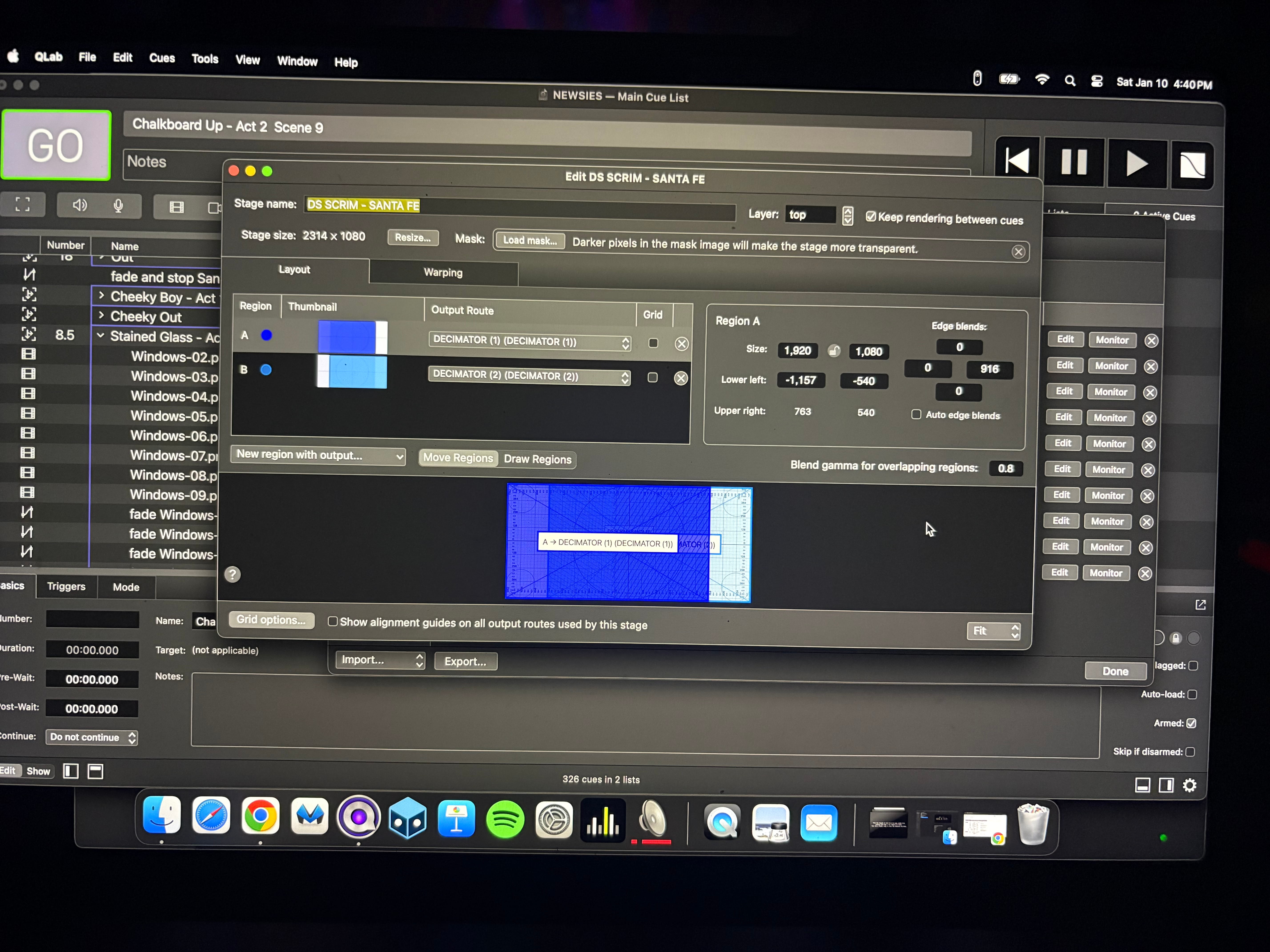 One of the many distances that we had to make, because we had a left and right projection that we focused on top of each other.